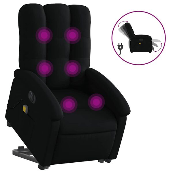 vidaXL Electric Stand up Massage Recliner Chair Black Fabric