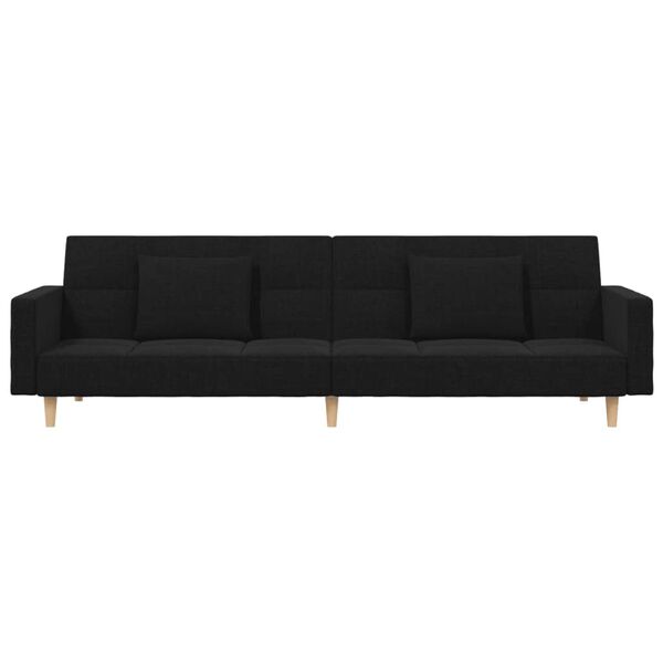 vidaXL 2-Seater Sofa Bed with Two Pillows Black Fabric