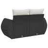 vidaXL Garden Sofa with Cushions 2-Seater Black Poly Rattan