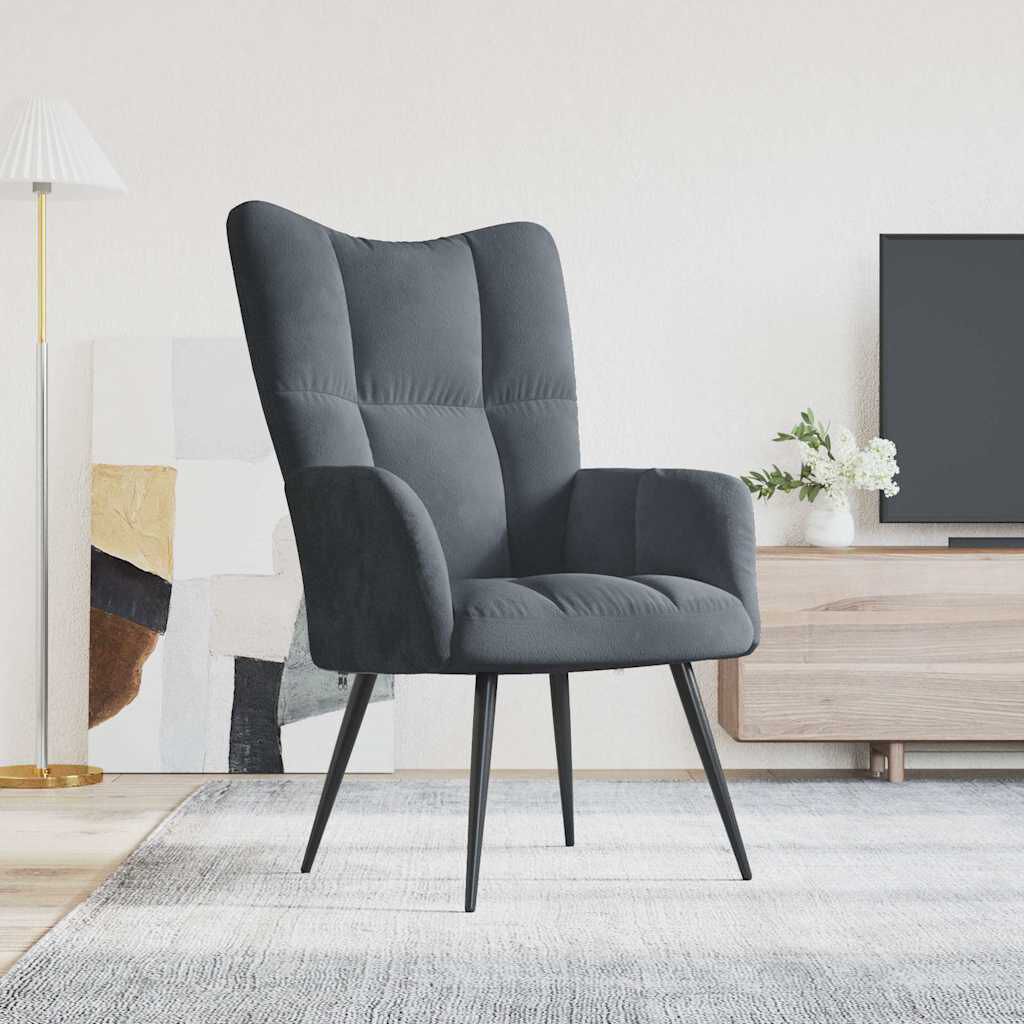 vidaXL Relaxing Chair Dark Grey Velvet