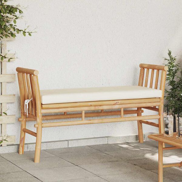 vidaXL Garden Bench with Cushion Brown 110 x 38 x 65cm Bamboo