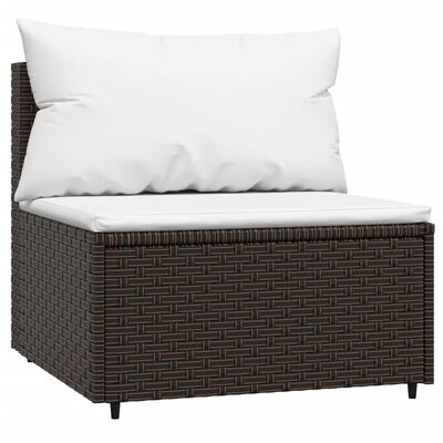 vidaXL 4 Piece Garden Lounge Set with Cushions Brown Poly Rattan