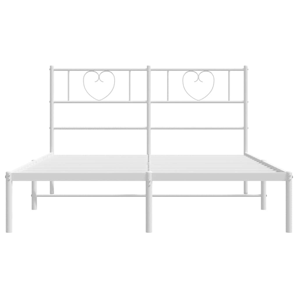 vidaXL Metal Bed Frame without Mattress with Headboard White 150x200cm