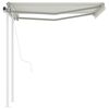vidaXL Automatic Retractable Awning with Posts 3x2.5 m Cream