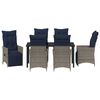 vidaXL Table and Chair Set with Cushion 7 pcs Grey PE Rattan