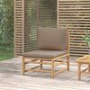 vidaXL Garden Middle Sofa with Taupe Cushions Bamboo