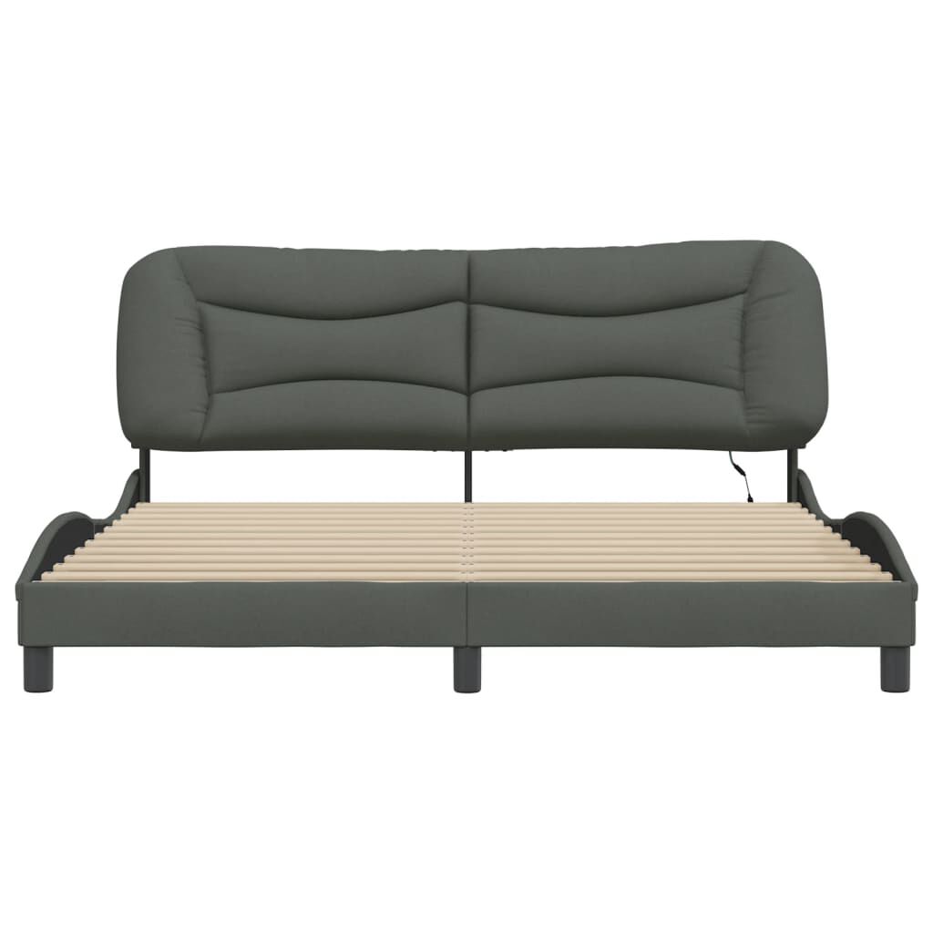 vidaXL Bed Frame with LED without Mattress Dark Grey 193x203 cm Fabric
