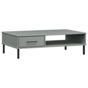 vidaXL Coffee Table with Metal Legs Grey Solid Wood Pine OSLO