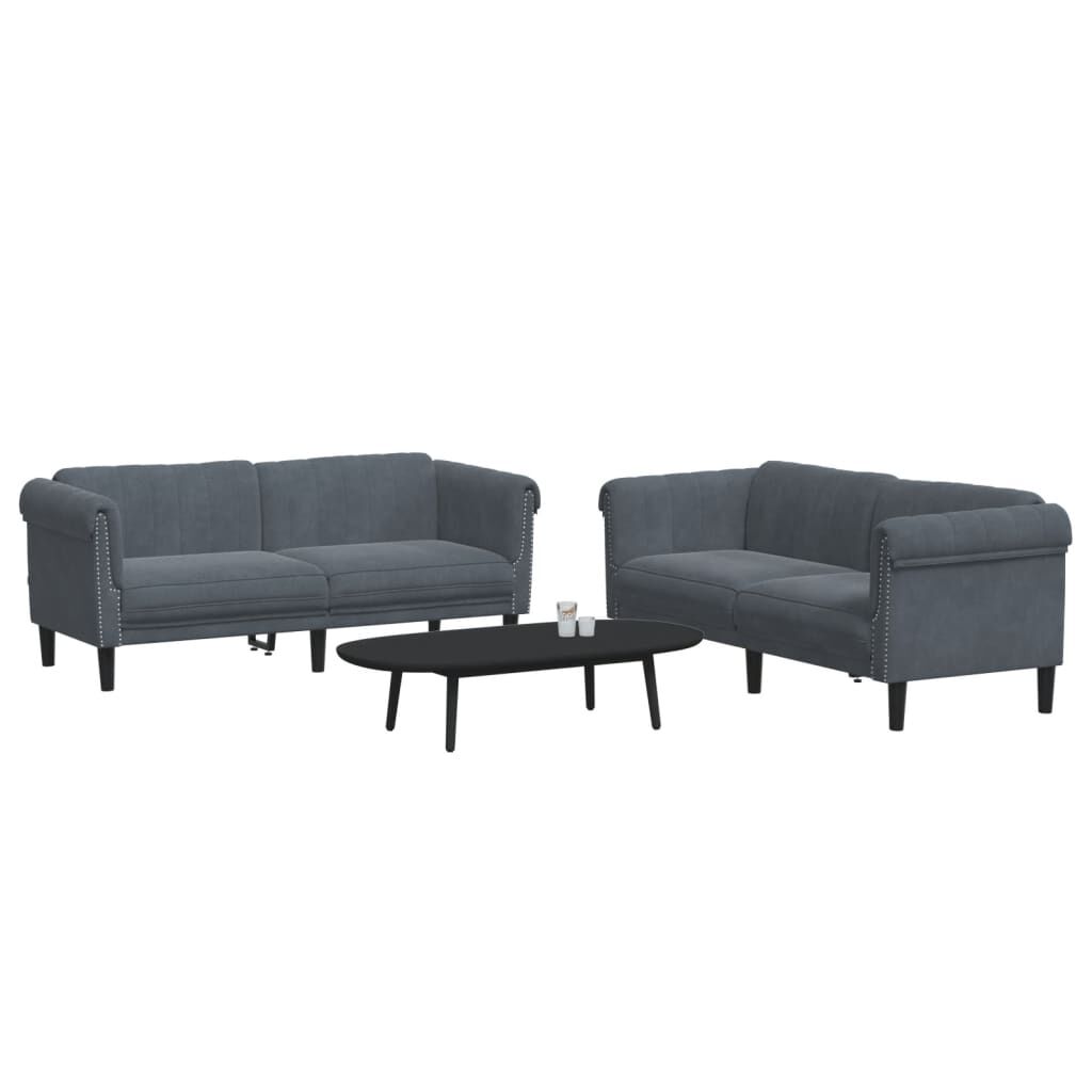 vidaXL 2 Piece Sofa Set Dark Grey Velvet