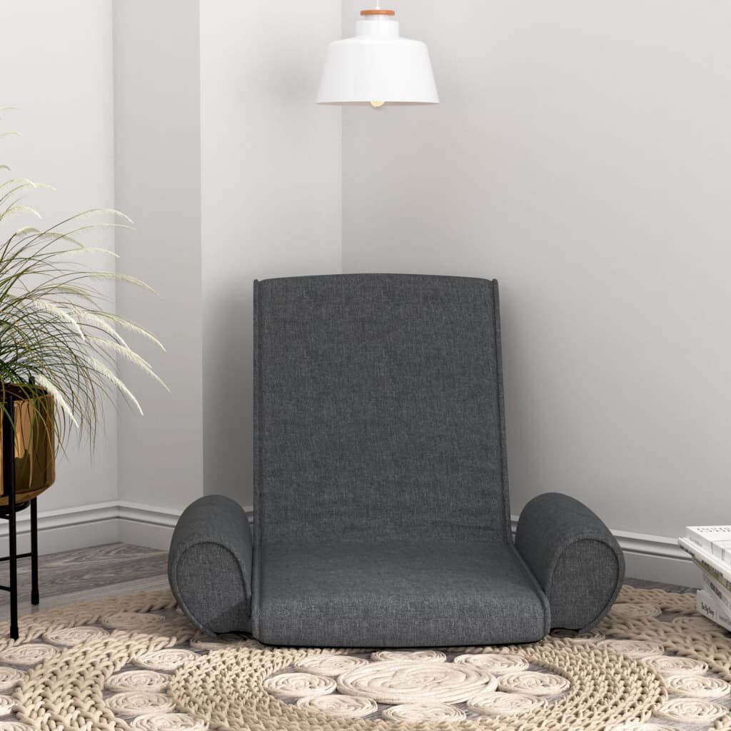 vidaXL Folding Floor Chair Dark Grey Fabric