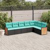 vidaXL 7 Piece Garden Sofa Set with Cushions Black Poly Rattan