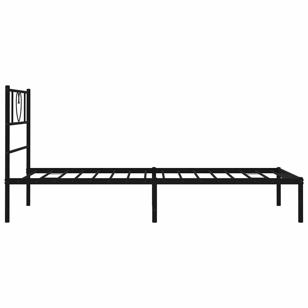 vidaXL Metal Bed Frame without Mattress with Headboard Black 100x190cm