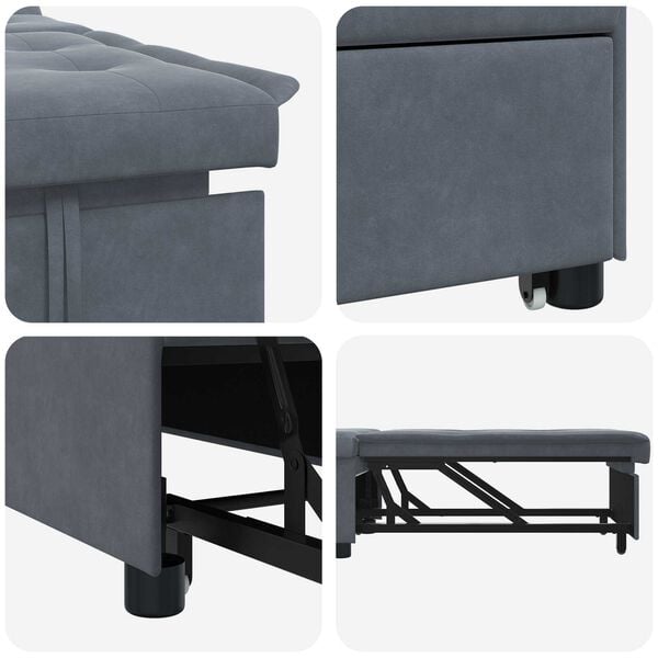 vidaXL Sofa Bed 3-in-1 Pull-Out Design Dark Grey Velvet