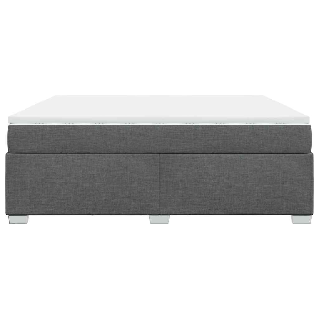 vidaXL Box Spring Bed with Mattress Dark Grey King Fabric