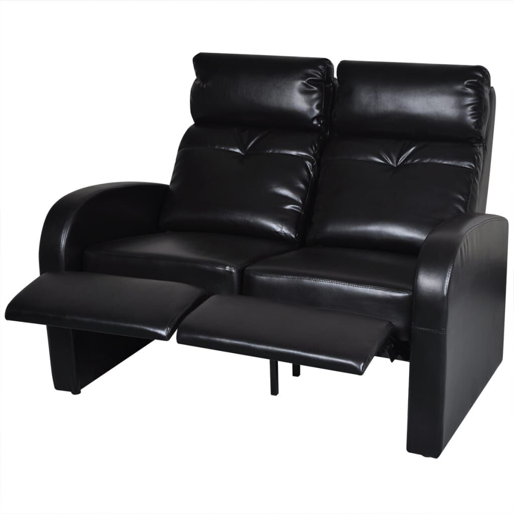 vidaXL 2-Seater Home Theatre Recliner Sofa Black Faux Leather