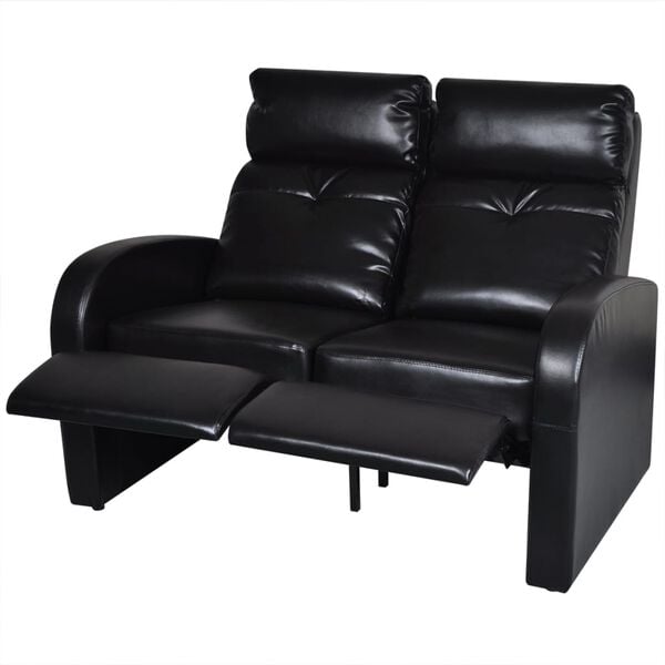 vidaXL 2-Seater Home Theatre Recliner Sofa Black Faux Leather