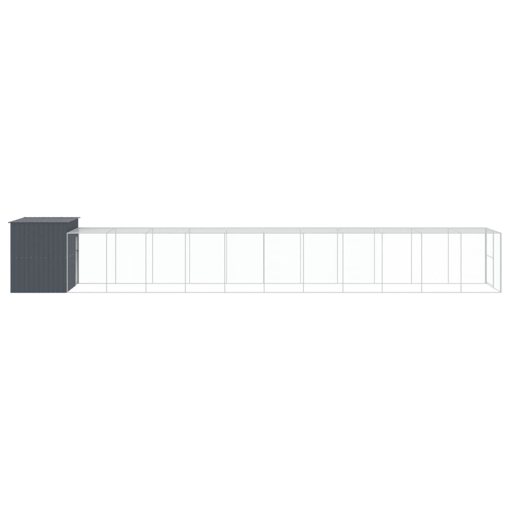 vidaXL Dog House with Run Anthracite 214x1273x181 cm Galvanised Steel