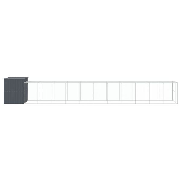 vidaXL Dog House with Run Anthracite 214x1273x181 cm Galvanised Steel