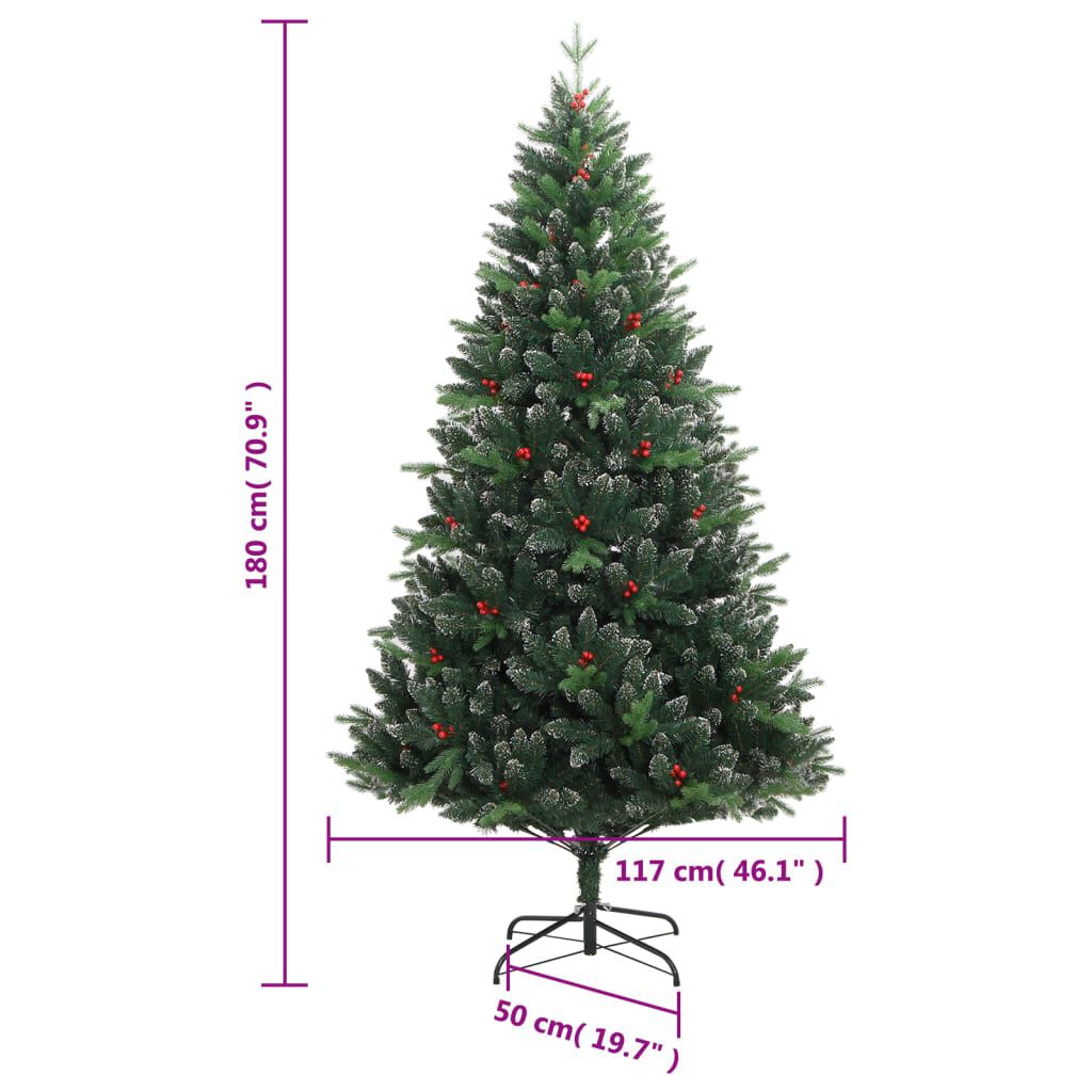 vidaXL Artificial Hinged Christmas Tree 300 LEDs 180 cm