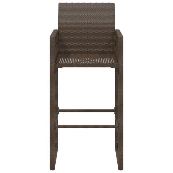 vidaXL Garden Bar Stools 2 pcs Brown Poly Rattan
