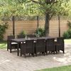 vidaXL Garden Dining Set 9 pcs Brown Polt rattan