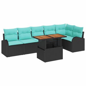 vidaXL Garden Sofa Set with Cushion Manual 7 pcs Black and blue