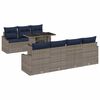 vidaXL Garden Sofa Set 8 pcs Grey and Navy Blue Poly Rattan