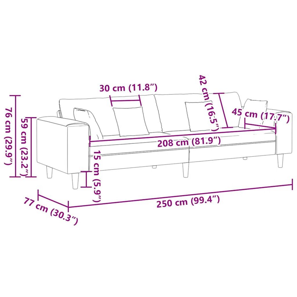 vidaXL Velvet Sofa with Cushion Dark Grey 208 cm Velvet