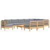 vidaXL 11 Piece Garden Lounge Set with Grey Cushions Solid Pinewood