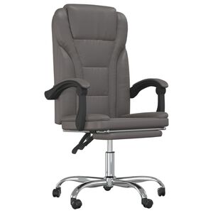 vidaXL Reclining Office Chair Grey Faux Leather