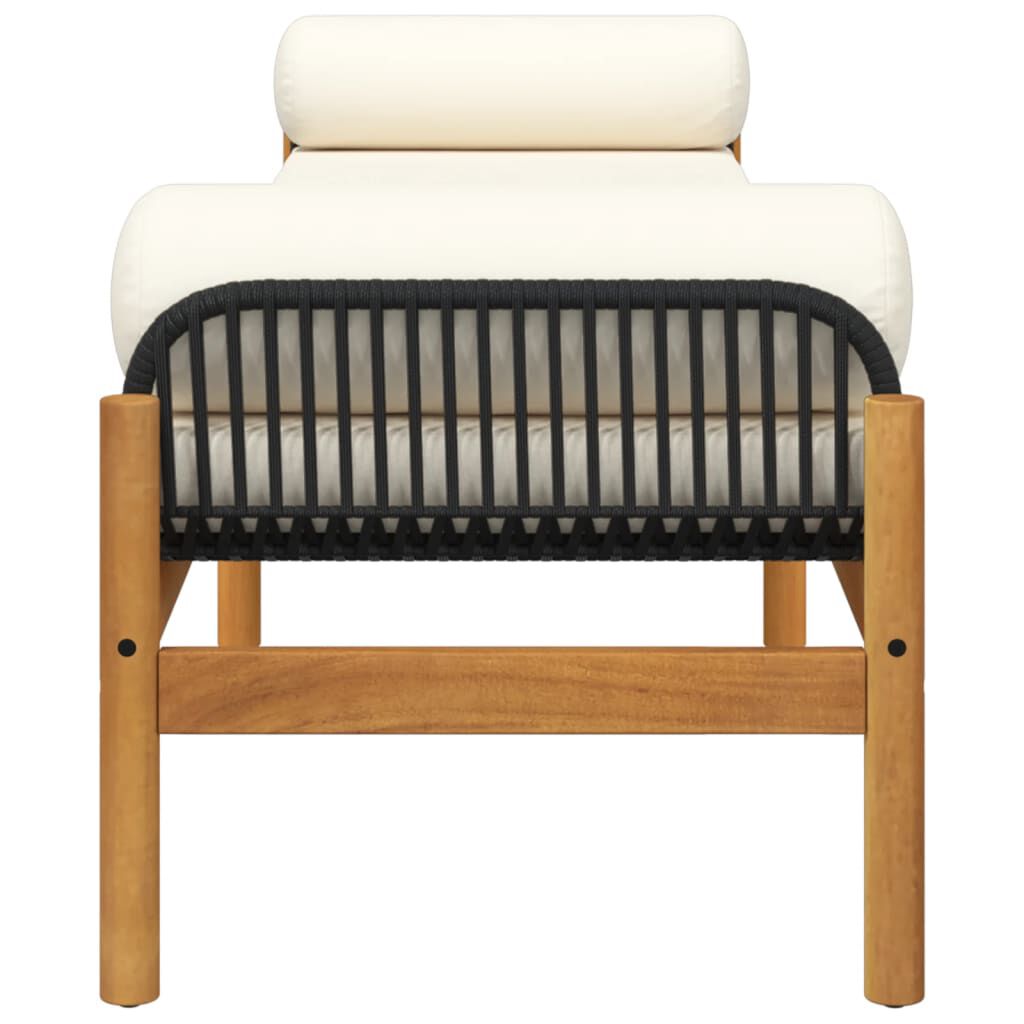 vidaXL Garden Bench with Cushion Black Poly Rattan Acacia