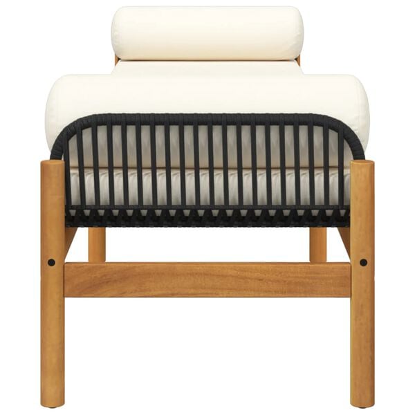vidaXL Garden Bench with Cushion Black Poly Rattan Acacia