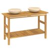 vidaXL Bathroom Vanity Cabinet with Cream Marble Sinks Solid Wood Teak