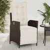 vidaXL Reclining Garden Chairs 2 pcs with Footrest Brown Poly Rattan