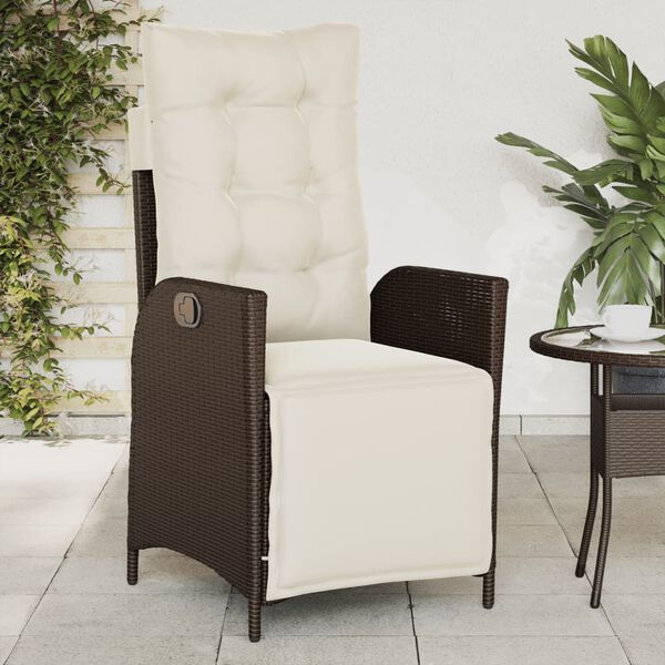 vidaXL Reclining Garden Chairs 2 pcs with Footrest Brown Poly Rattan