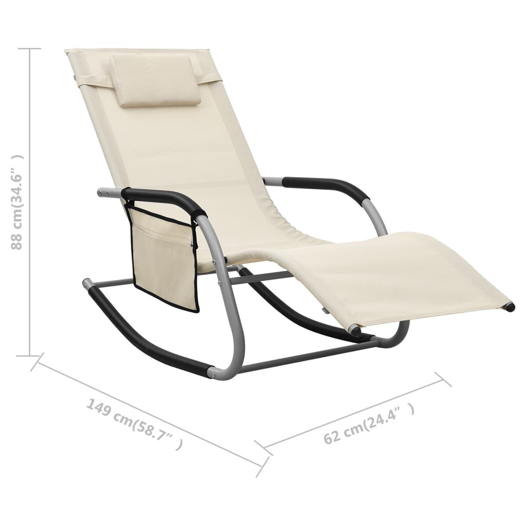 vidaXL Sun Lounger Textilene Cream and Grey