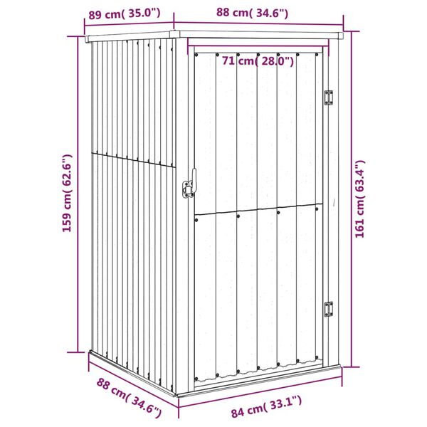 vidaXL Garden Tool Shed Grey 88x89x161 cm Galvanised Steel