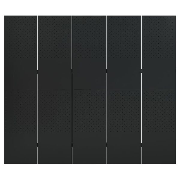 vidaXL 5-Panel Room Dividers 2 pcs Black 200x180 cm Steel