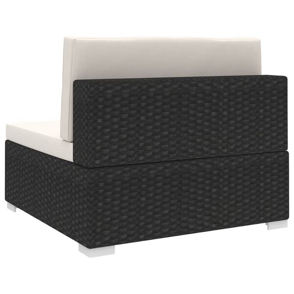 vidaXL Sectional Middle Seat with Cushions Poly Rattan Black