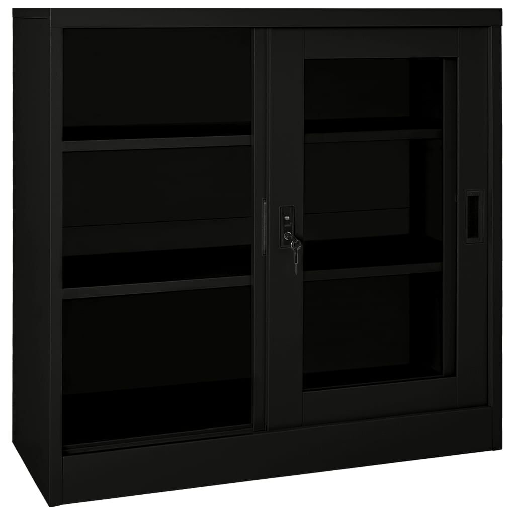 vidaXL Sliding Door Cabinet Black 90x40x90 cm Steel