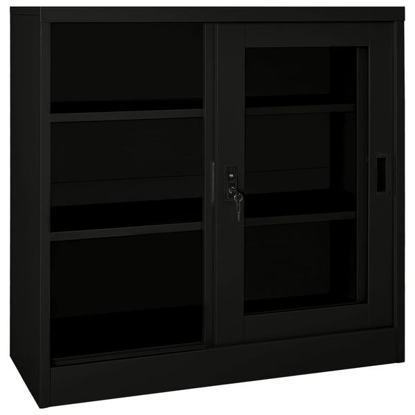 vidaXL Sliding Door Cabinet Black 90x40x90 cm Steel