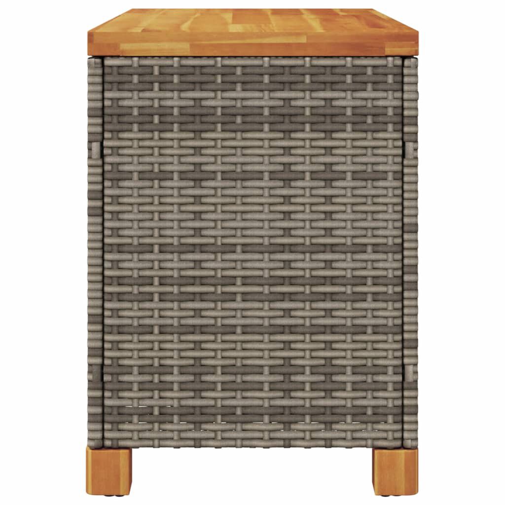 vidaXL Garden Storage Box Grey 80x40x48 cm Poly Rattan Acacia Wood