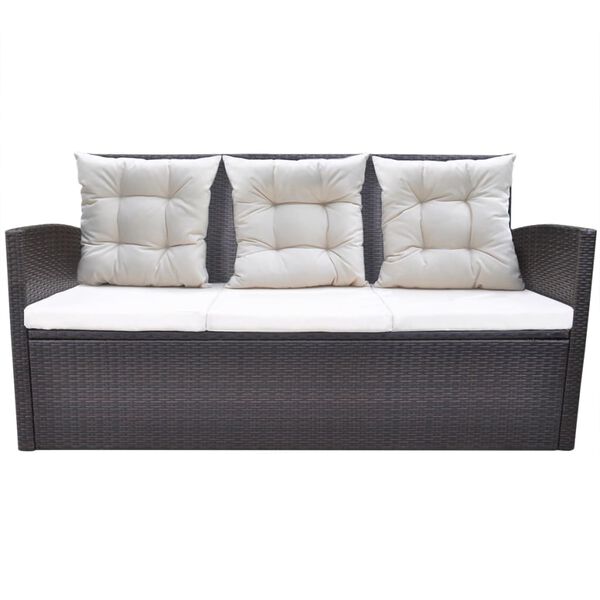 vidaXL 6 Piece Outdoor Dining Set with Cushions Poly Rattan Brown