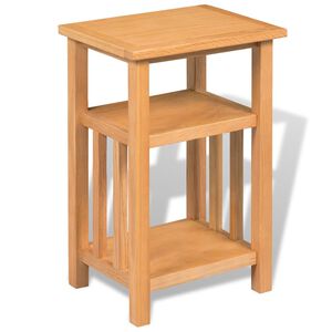 vidaXL End Table with Magazine Shelf 27x35x55 cm Solid Oak Wood