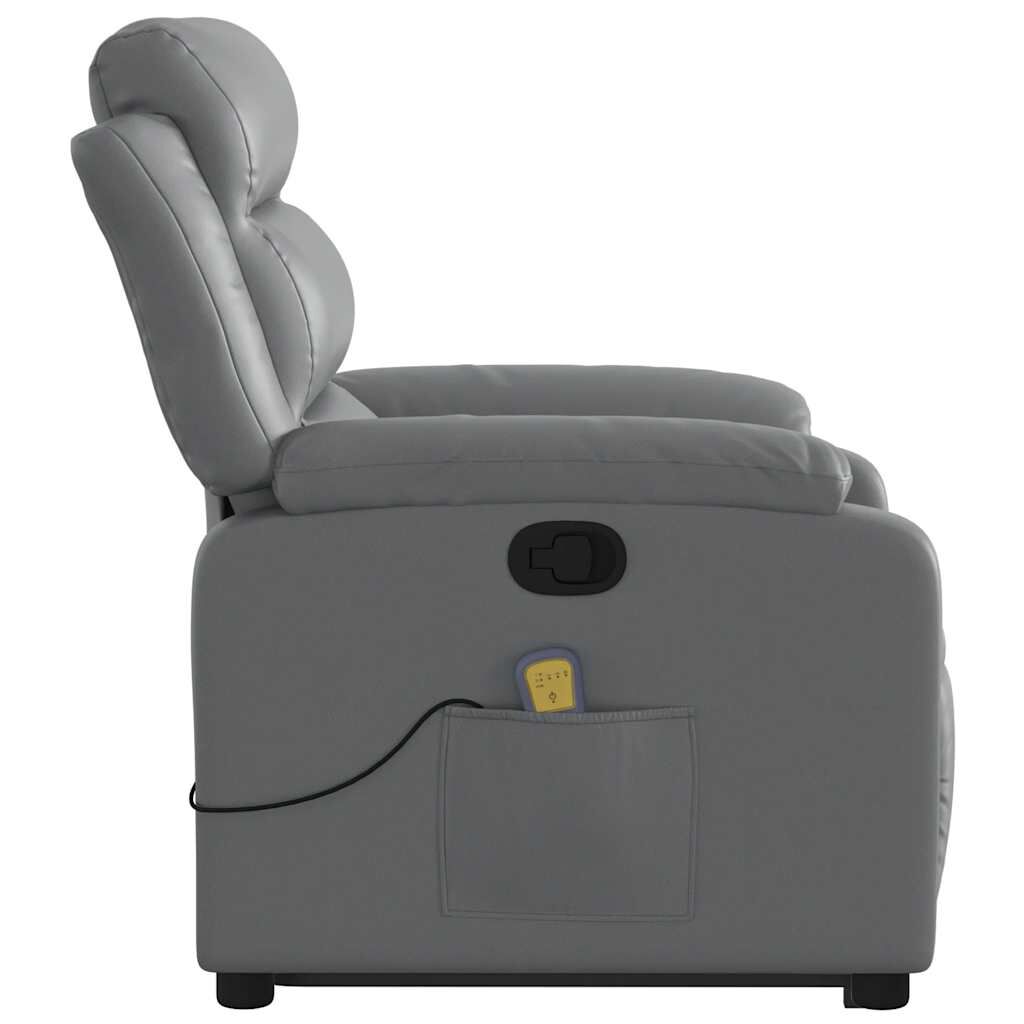 vidaXL Stand up Massage Recliner Chair Grey Faux Leather