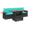 vidaXL 5 Piece Garden Sofa Set with Cushions Black Poly Rattan