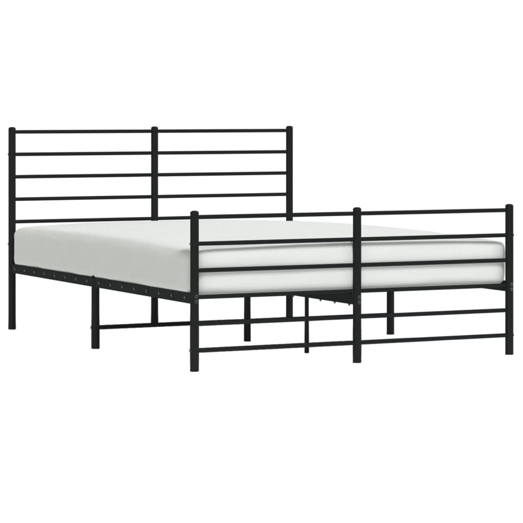 vidaXL Metal Bed Frame without Mattress with Footboard Black 150x200cm