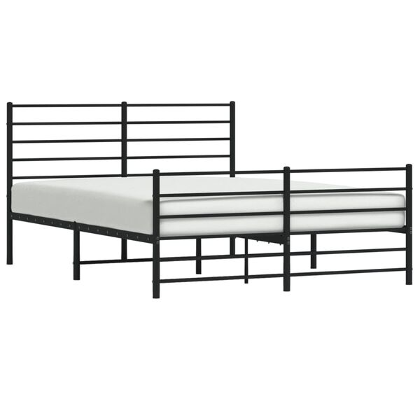 vidaXL Metal Bed Frame without Mattress with Footboard Black 150x200cm