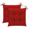 vidaXL Garden Chairs 2 pcs with Red Cushions Solid Teak Wood