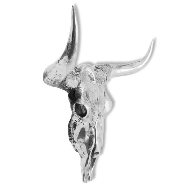 vidaXL Skull Head Decoration Wall-Mounted Aluminium Silver
